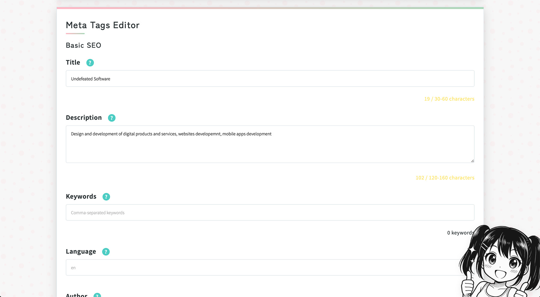 Web app to check and improve meta data, SEO and accessibility of you website